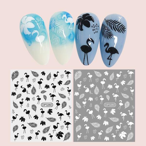 

2sheets Leaf Pattern Nail Art Sticker, Multicolor