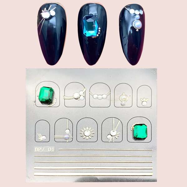 

1sheet Rhinestone Nail Art Decoration, Multicolor
