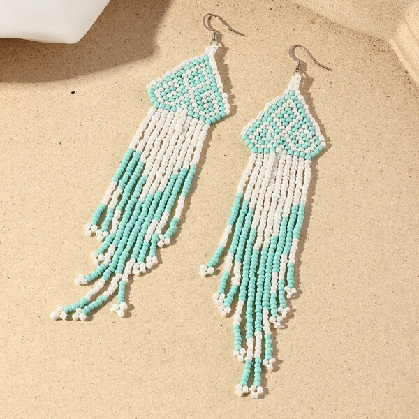 

Beaded Tassel Drop Earrings, Multicolor