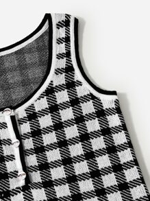 Áo len nữ Nút phía trước Kẻ sọc Giải trí - Đen và trắng - Xem 3