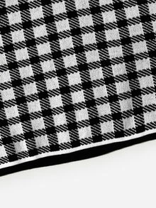 Áo len nữ Nút phía trước Kẻ sọc Giải trí - Đen và trắng - Xem 4