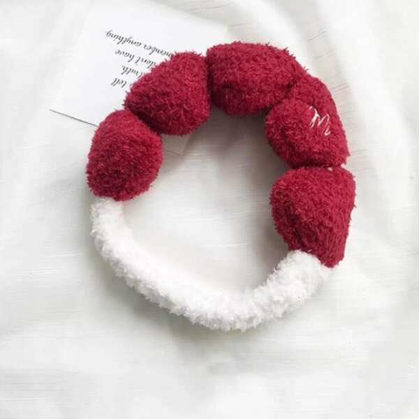 

1pc Heart Plush Bath Headband, Multicolor