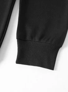 Manfinity Homme 男士撲克牌運動衫和抽繩細節衛褲套裝 - 黑色 - 查看 6