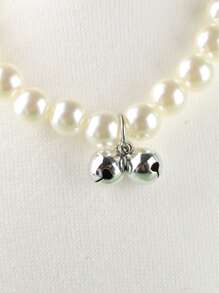 Faux Pearl Decor Pet Necklace - White - View 4