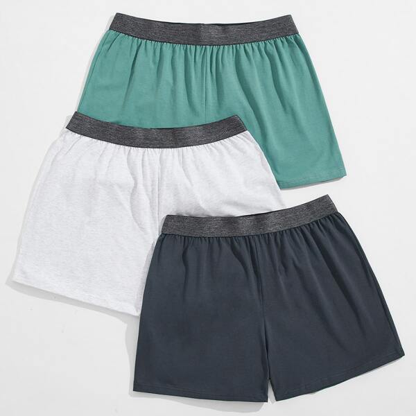 

Men 3pcs Contrast Tape Pajama Shorts, Multicolor