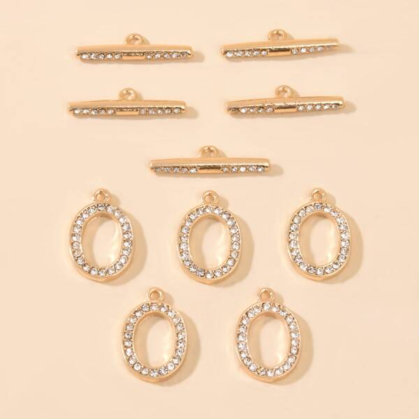 

5sets Rhinestone Decor OT Buckle DIY Jewelry Accessory, Gold