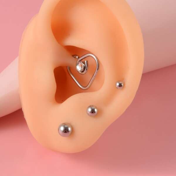 

4pcs Heart Decor Earring, Multicolor