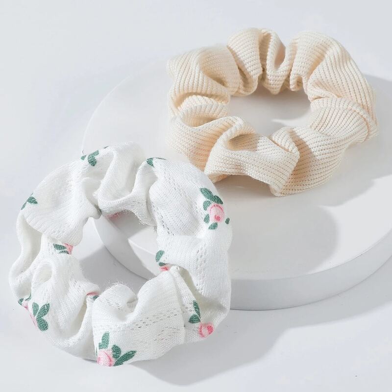 

2pcs Floral Print Scrunchie, Multicolor