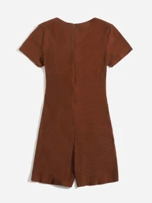 SHEIN Mono tejido de canalé de cuello V