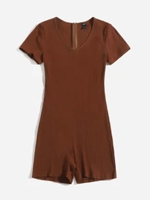 SHEIN Mono tejido de canalé de cuello V