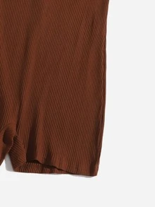 SHEIN Mono tejido de canalé de cuello V