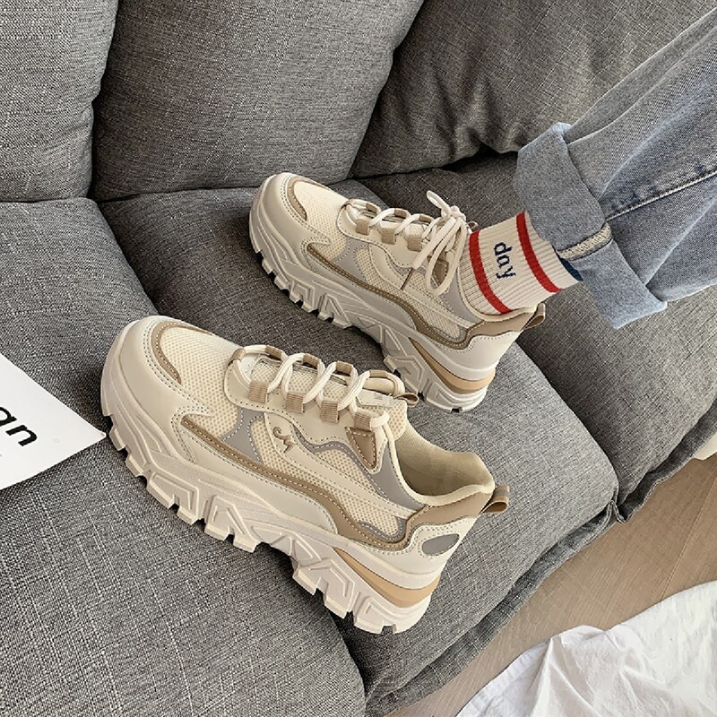 

Lace Up Front Mesh Panel Sneakers, Khaki