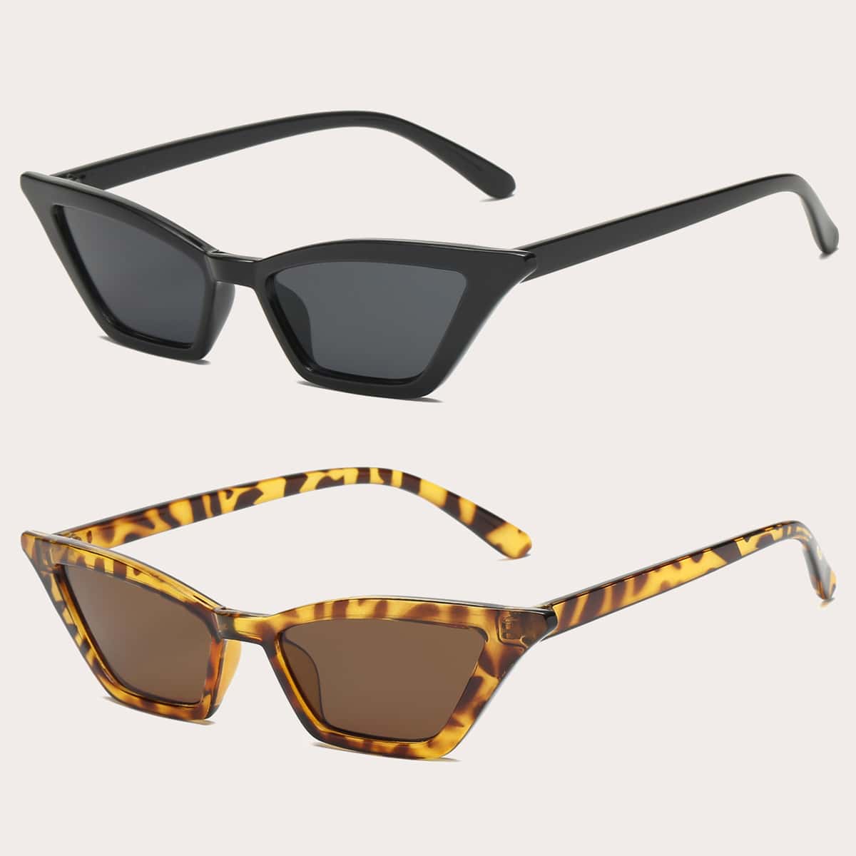 

Guys 2pcs Cat Eye Frame Glasses, Multicolor