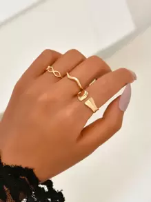 3 piezas Anillo infinito con diseño - Amarillo Oro - Ver 1