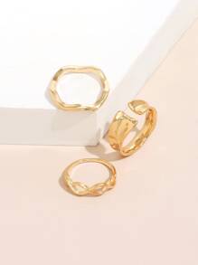 3 piezas Anillo infinito con diseño - Amarillo Oro - Ver 4