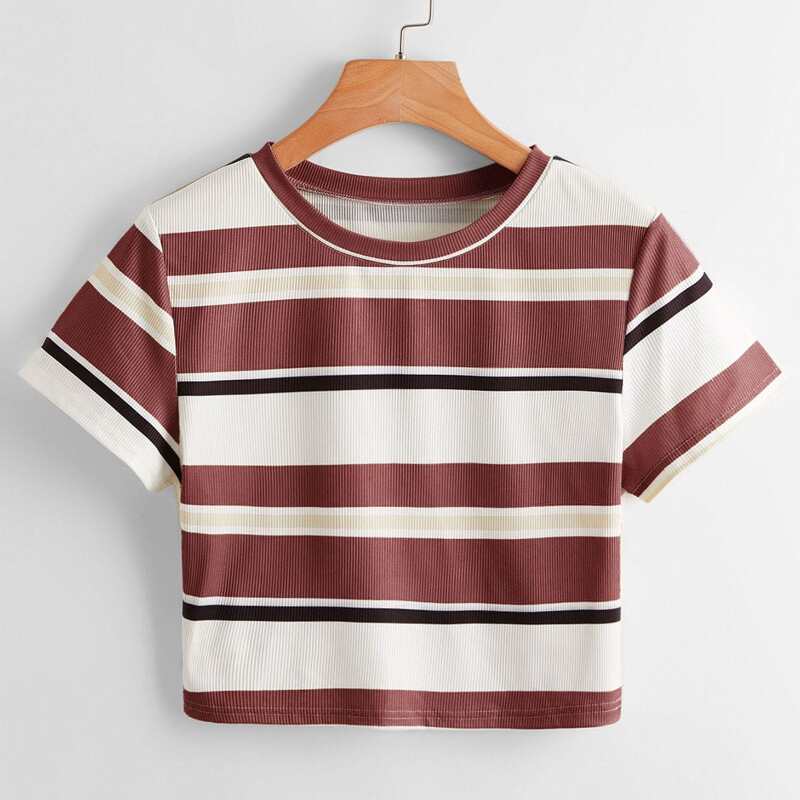 

Striped Ribbed Tee, Multicolor