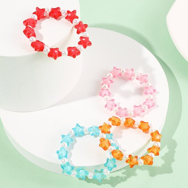 

4pcs Toddler Girls Star Beaded Bracelet, Multicolor
