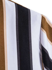 Manfinity Homme Camisa informal para hombre con estampado gráfico de rayas y manga corta con cuello, para salir - Multicolor - Ver 7