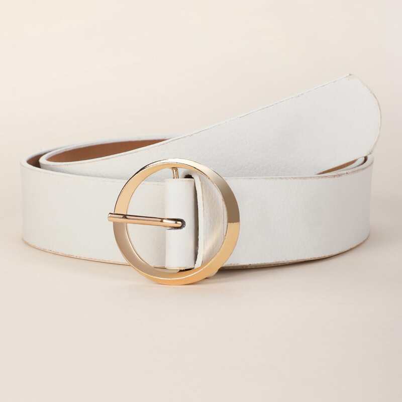 

Solid Geo Buckle Belt, White
