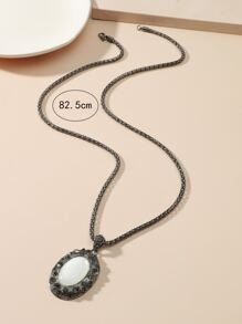 Geo Charm Necklace - Gun Black - View 3