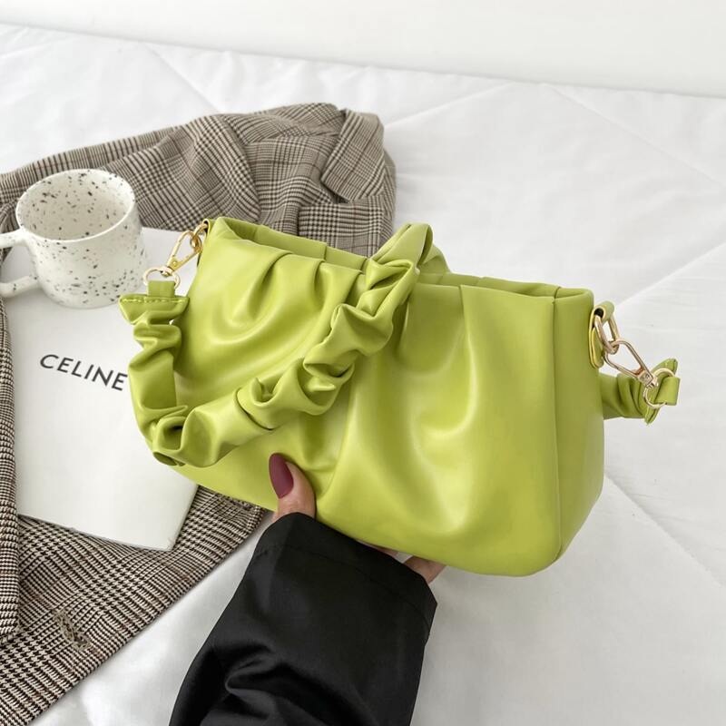 

Ruched Shoulder Bag, Green