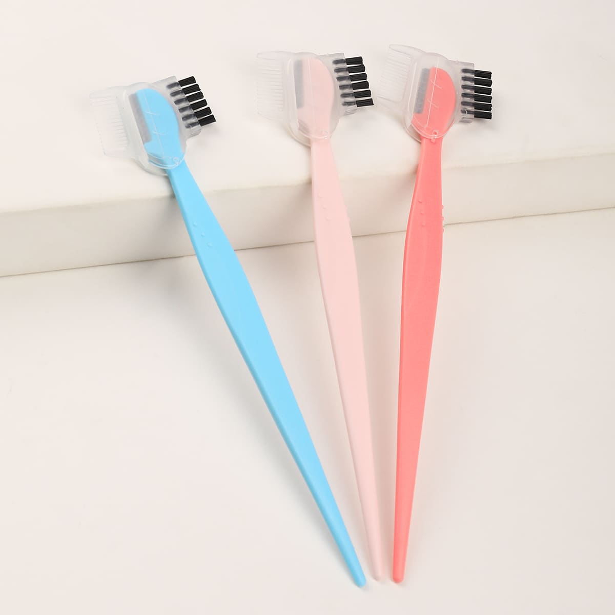 

3pcs 2 In 1 Eyebrow Trimming Knife & Eyebrow Brush, Multicolor