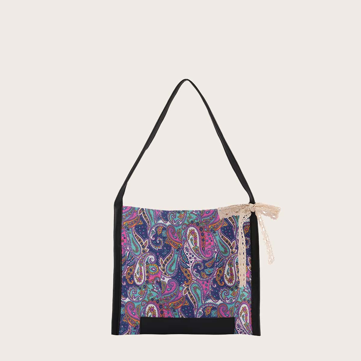 

Lace Decor Paisley Pattern Square Bag, Multicolor