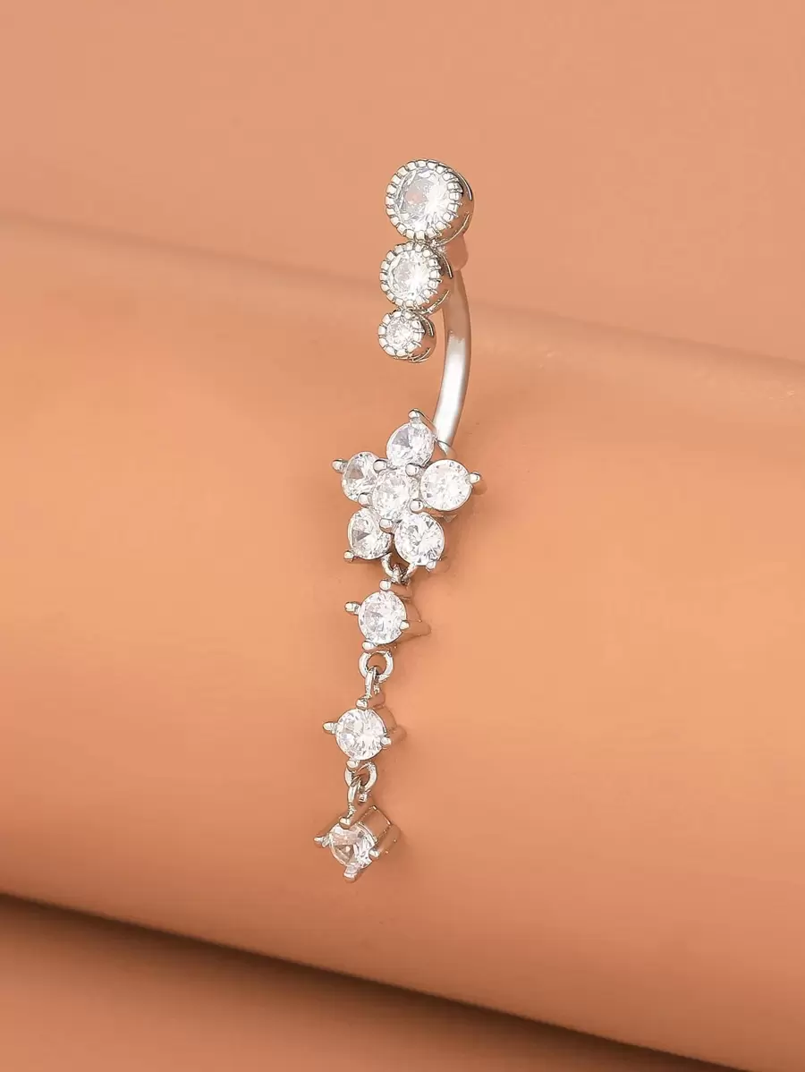 水鑽裝飾臍環 - 銀色 - 查看 1