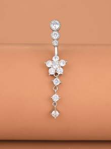 水鑽裝飾臍環 - 銀色 - 查看 3