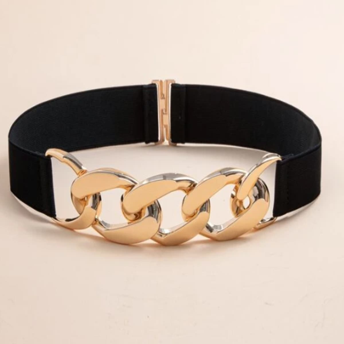 

Chain Design Wide Belt, Black