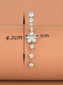 水鑽裝飾臍環 - 銀色 - 查看 4