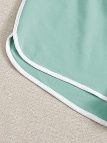 SHEIN EZwear 插肩袖短版上衣和海豚短褲套裝 - 彩色 - 查看 4