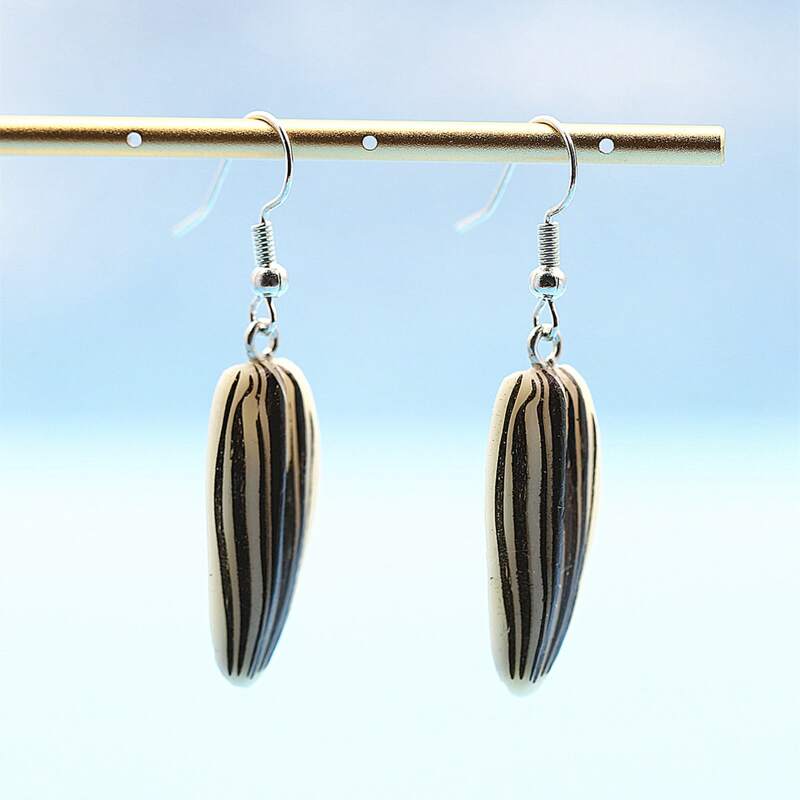 

Simulation Food Charm Earrings, Black and white