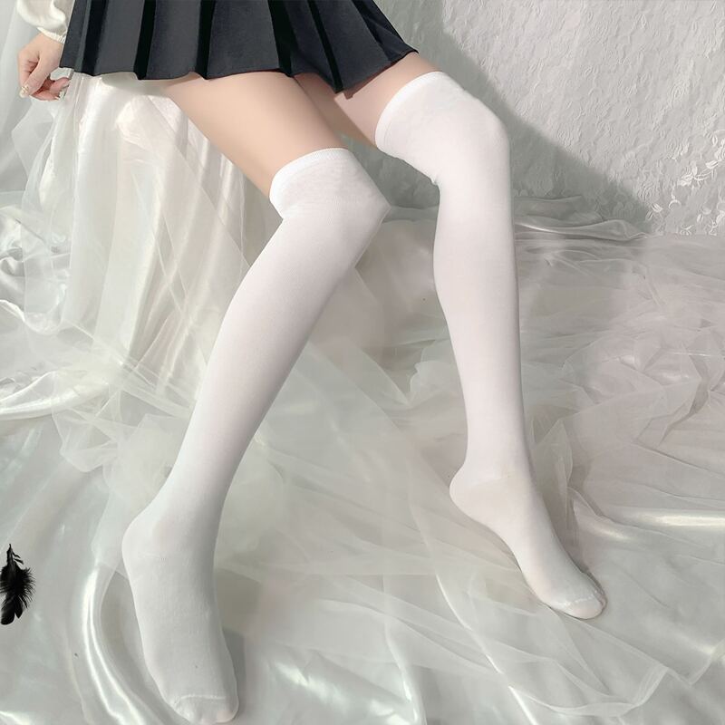 

1pair Solid Over The Knee Socks, White