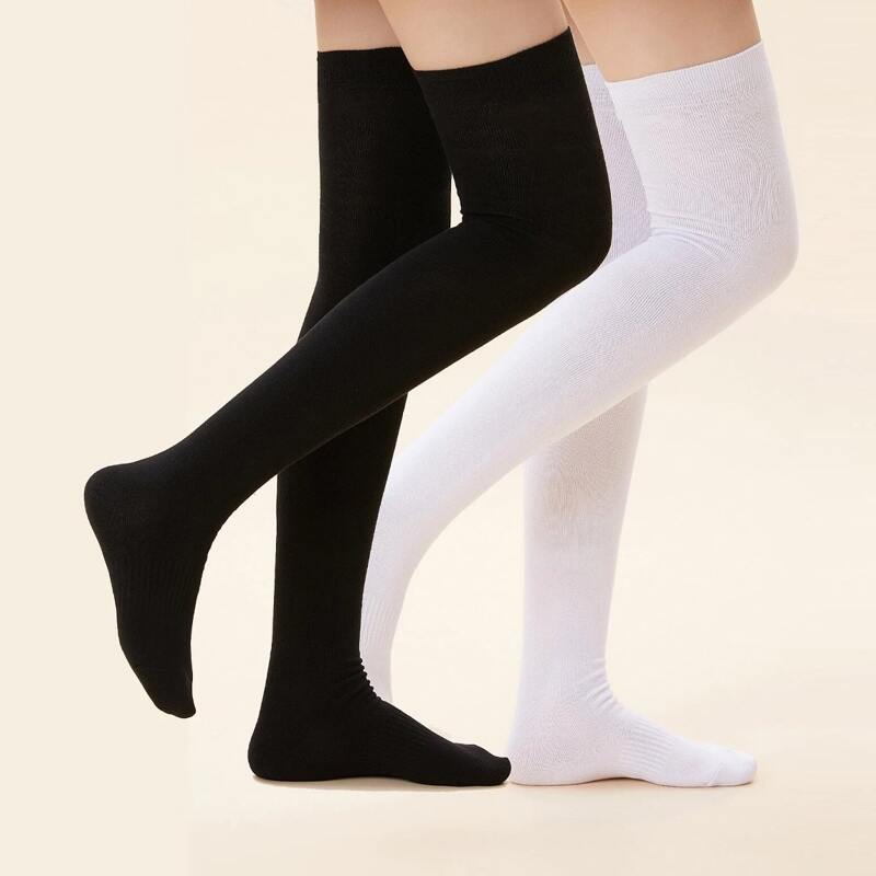 

2pairs Over The Knee Socks, Multicolor