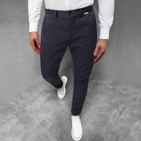 

Men Stripe Tailored Pants, Navy blue