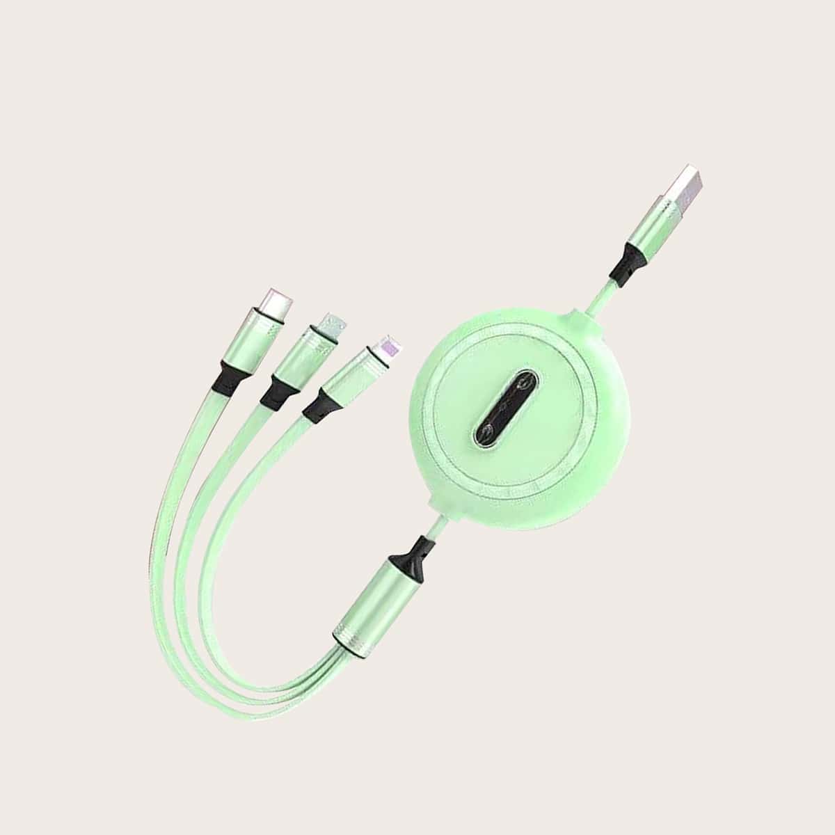 

1pc 3 in 1 Phone Data Cable, Green
