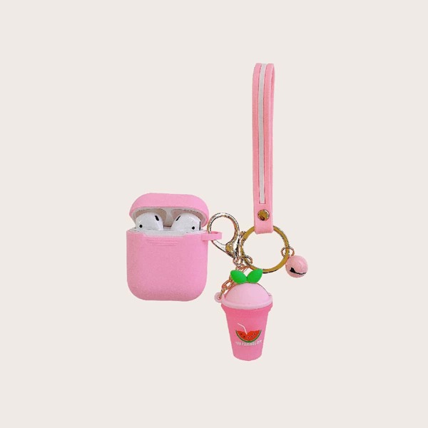 

Чехол для чашки с мультипликационным напитком для AirPods, Розовые