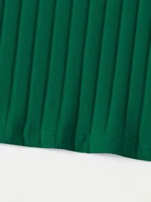 SHEIN Essnce 羅紋針織包臀連衣裙 - 墨綠色 - 查看 5