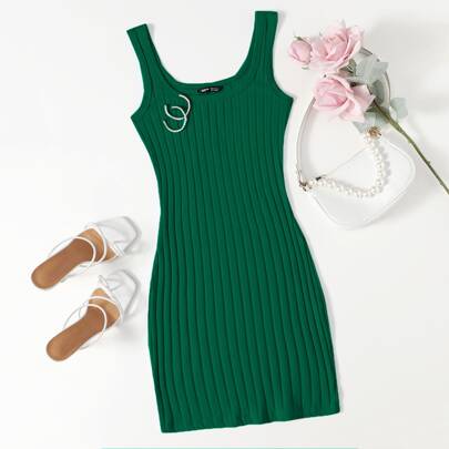 Rib-Knit Bodycon Dr…