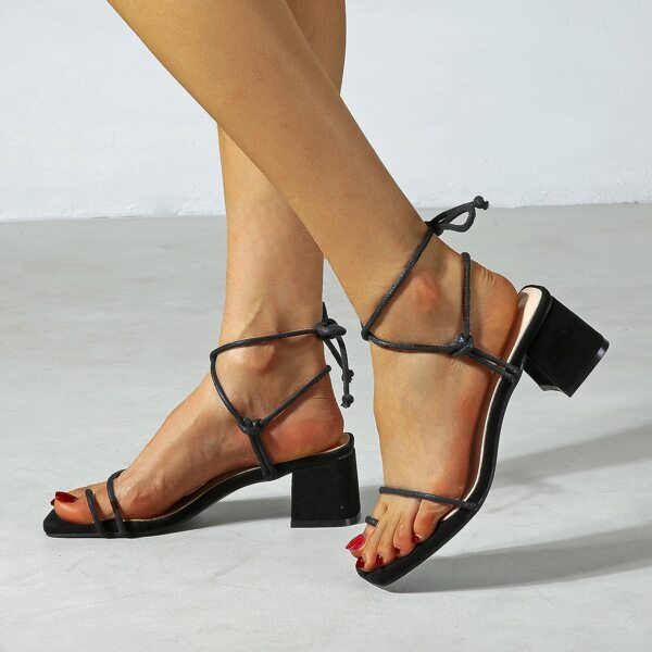 

Minimalist Drawstring Design Thong Sandals, Black