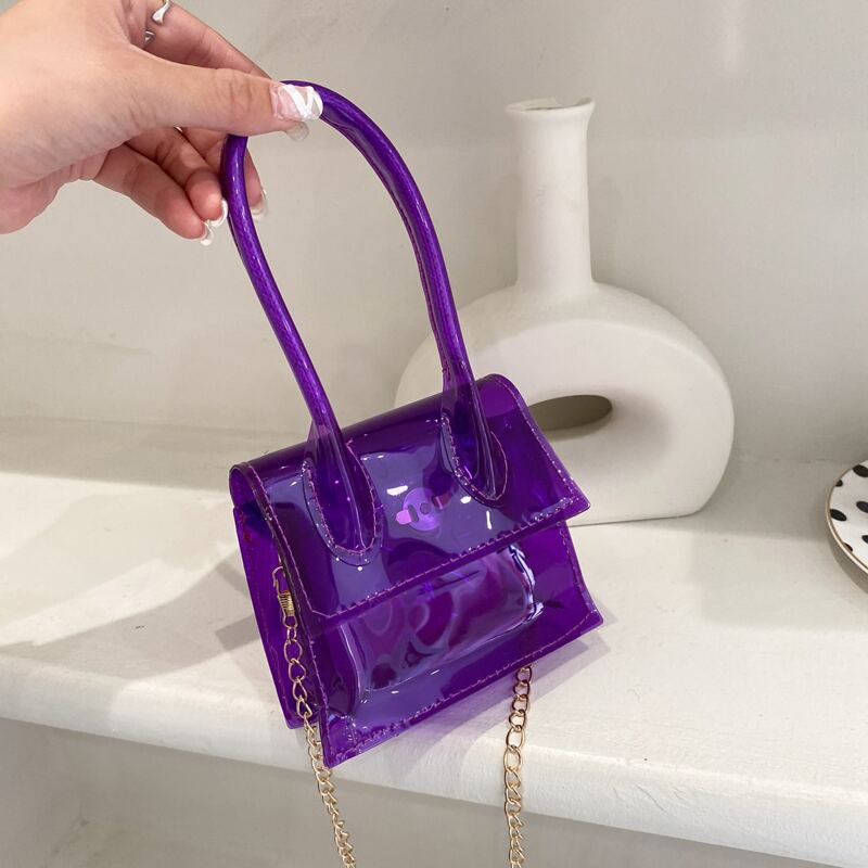 

Solid Chain Satchel Bag, Purple