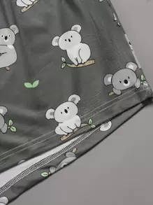 3pcs Cartoon Print Tee & Elastic Waist Shorts & Pants PJ Set - Multicolor - View 5