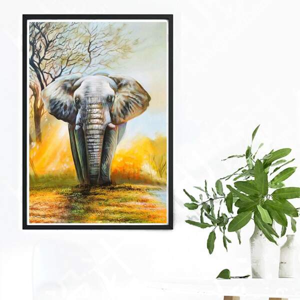 

Elephant Print DIY Diamond Unframed Painting, Multicolor