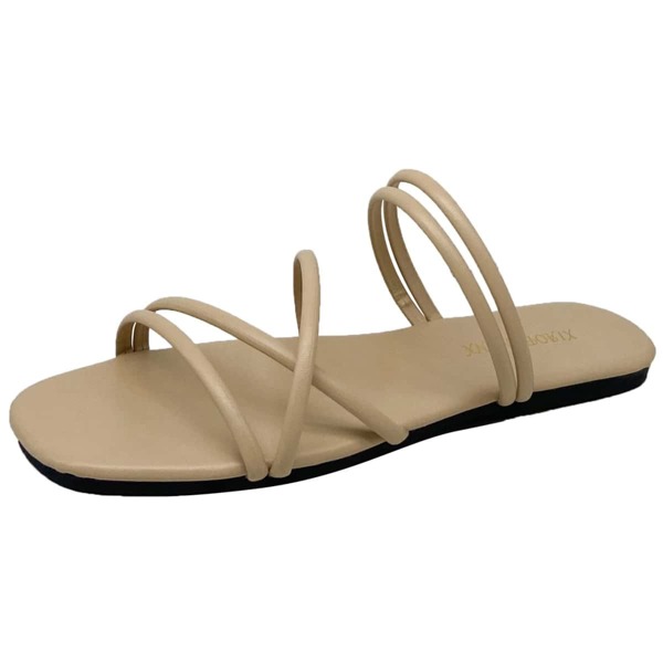 

Thin Strap Slide Sandals, Khaki