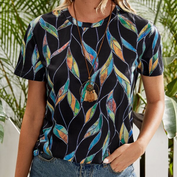 

Leaf Print Tee, Multicolor