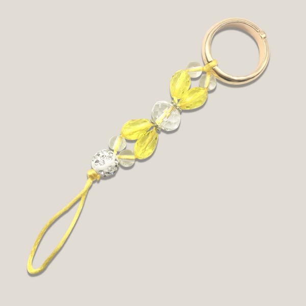 

1pc Rhinestone Decor Phone Lanyard, Yellow