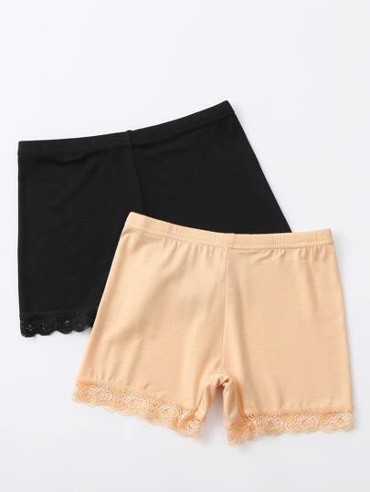 شورت لراكبي الدراجات بدانتيل متباين 2 قطع للبنات الصغار