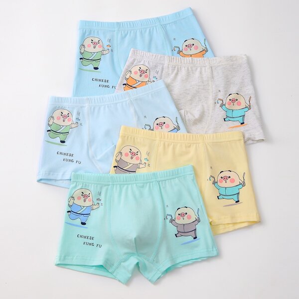 

Toddler Boys 5pcs Cartoon Graphic Boxer Brief, Multicolor