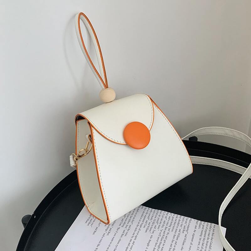 

Colorblock Satchel Bag, White